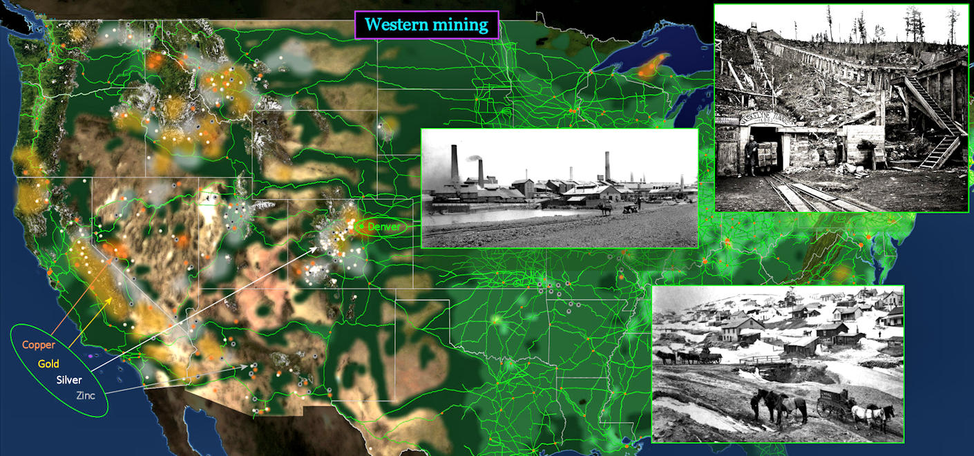 Western mining, 1910 map